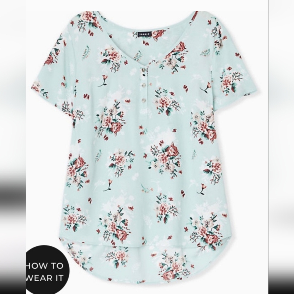 Torrid Georgette Blue Floral Top